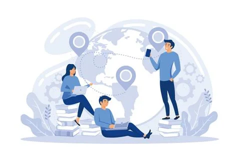 Outsourcing concept. Idea of teamwork and project delegation. Company devel.. Illustrazione stock