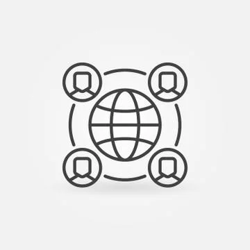 Outsourcing concept vector icon with earth and people Stock Illustration