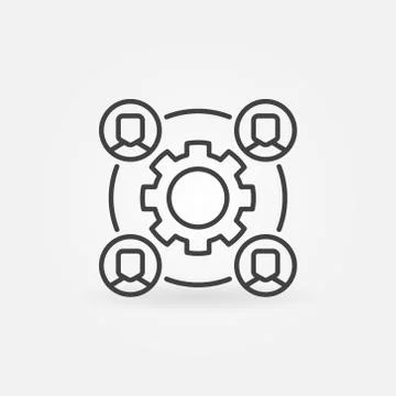 Outsourcing concept vector icon with gear and people Stock Illustration