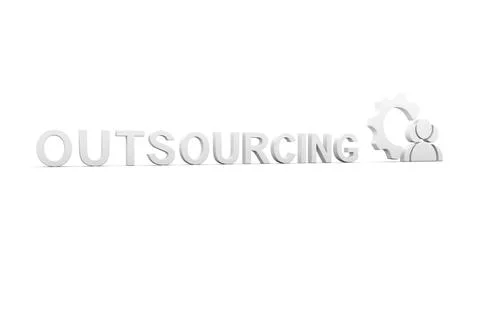 OUTSOURCING concept white background 3d render illustration Stock Illustration