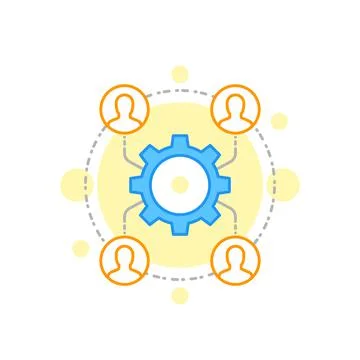 Outsourcing, cooperation linear icon on white Stock Illustration