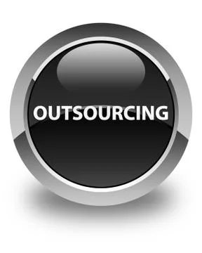 Outsourcing glossy black round button Stock Illustration
