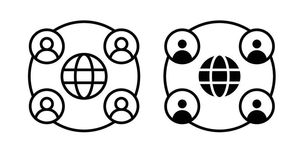 Outsourcing icon bundle for website design projects Stock Illustration