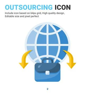 Outsourcing icon vector with flat color style isolated on white background イラスト素材