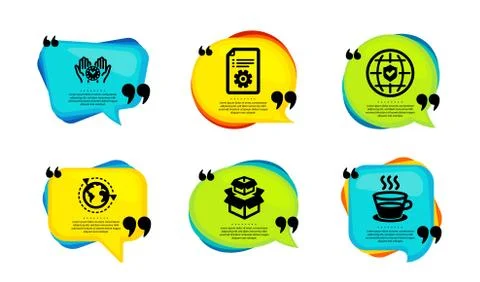 Outsourcing, Packing boxes and Global insurance icons set. Vector Stock Illustration
