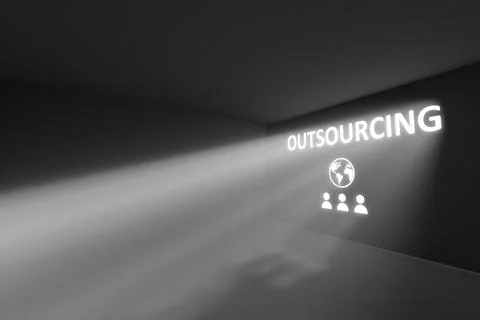 OUTSOURCING rays volume light concept 3d illustration Stock Illustration