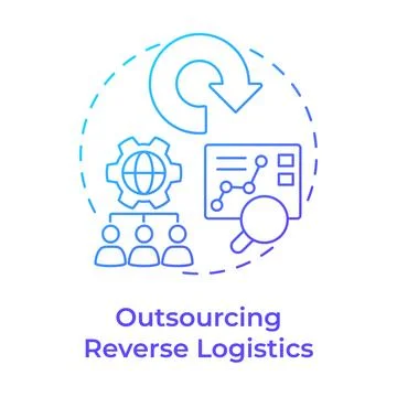 Outsourcing reverse logistics blue gradient concept icon Stock Illustration