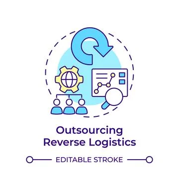 Outsourcing reverse logistics multi color concept icon Stock Illustration