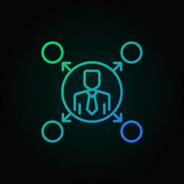 Outsourcing vector creative bright linear icon or sign Stock Illustration