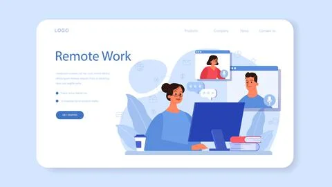 Outsourcing web banner or landing page. Idea of teamwork 스톡 일러스트