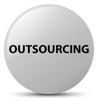 Outsourcing white round button Stock Illustration