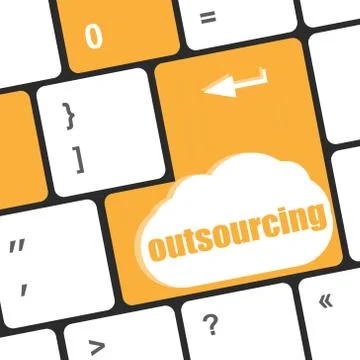 Outsourcing word button on computer keyboard key 库存插图