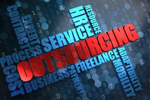 Outsourcing. Wordcloud Concept. Stock Illustration