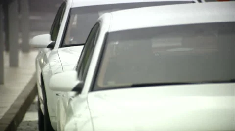 Outstanding Audi A8 L, white limousines approaching business center, front view Video stock 49760490