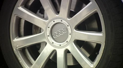 Outstanding Audi A8 L, white limousines approaching business center, wheels Video stock 49760983