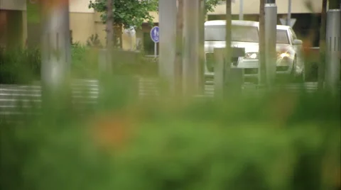 Outstanding Audi A8 L, white limousines approaching business center, front view Stock Footage 49761053