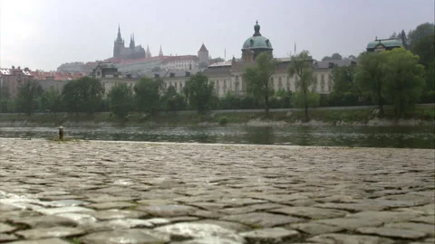 Outstanding Audi A8 L,  white Audi Exclusive Limousine near Vltava, Prague Stock Footage 130282846