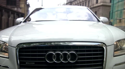 Outstanding Front view of Audi A8 L moving in the city center Stock Footage 48990310