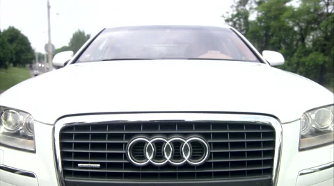 Outstanding Front view of Audi A8 L moving in the city Stock Footage 48990467