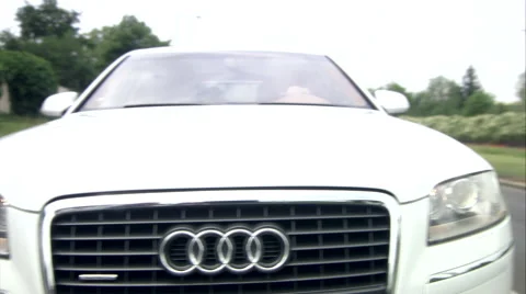 Outstanding Front View Of Audi A8 L Moving In The City/Audi Exclusive Limousine  Stock Footage 48990514