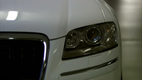 Outstanding Front view of Audi A8 L, white Audi Exclusive Limousine Stock Footage 130282810