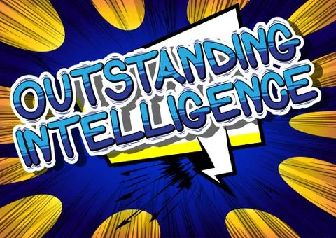 Outstanding Intelligence - Comic book style word on abstract background. Stock Illustration
