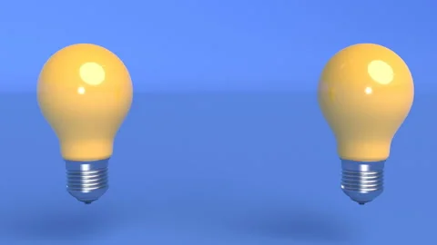 Outstanding light bulb among blue light bulbs Business concept Interior design Stock Footage 133594590
