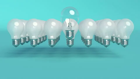 Outstanding light bulb Minimal idea concept Bright light able to loop seaamless Video stock 138830548