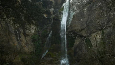 Outstanding waterfall in the middle of a forest Stock Footage 154006296