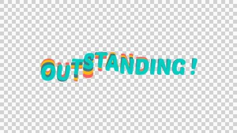 Outstanding wavy text image with a 3D effect, on transparent background. Stock Illustration