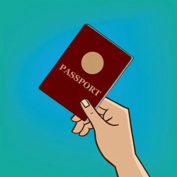 Outstretched hand with passport Stock Illustration