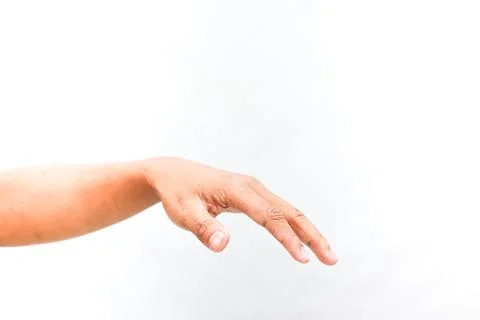 Outstretched Hand Reaching Down Against Plain Background For Medical Concept Stock Photos