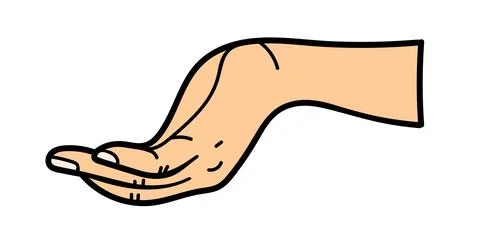 Outstretched hand. For use on textiles, packaging paper, souvenirs, printing, Stock Illustration