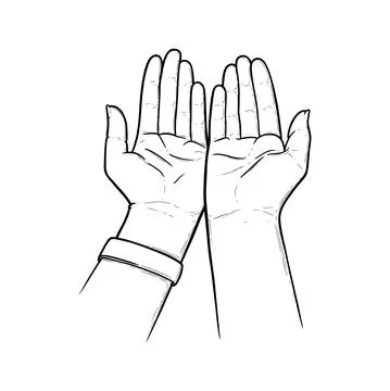 Outstretched hands praying for help and care. Open empty hands asking for Stock Illustration