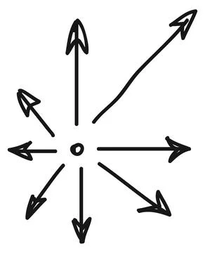 Outward arrows. Direction pointers in hand drawn doodle style イラスト素材