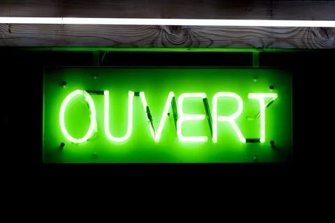 Ouvert - Neon light Stock Photos