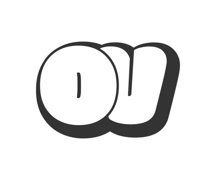 OV logo, bubble comic lettering, rounded in graffiti style black and white .. Stock Illustration
