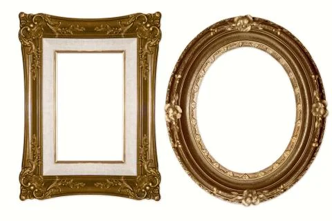 Oval and Rectangular Decorative Golden Frames Stock Photos