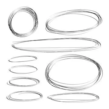 Oval and round frames. vector marker stroke simple Illustrazione stock