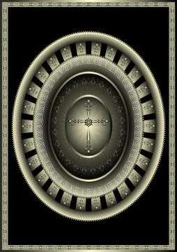 Oval antique frame with cross. 库存插图