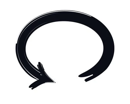 Oval arrow loop bold thick stroke graphic element Stock Illustration