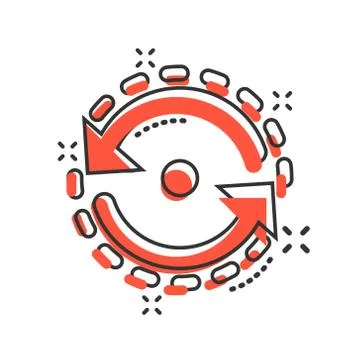 Oval with arrows icon in comic style. Consistency repeat vector cartoon illus Illustrazione stock