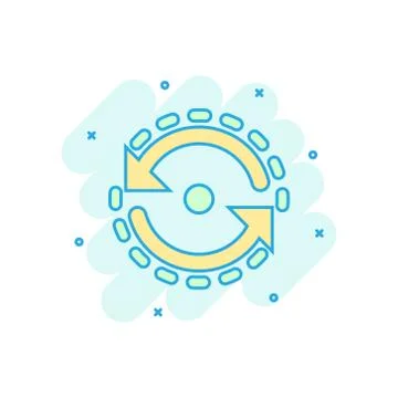 Oval with arrows icon in comic style. Consistency repeat vector cartoon illus 스톡 일러스트