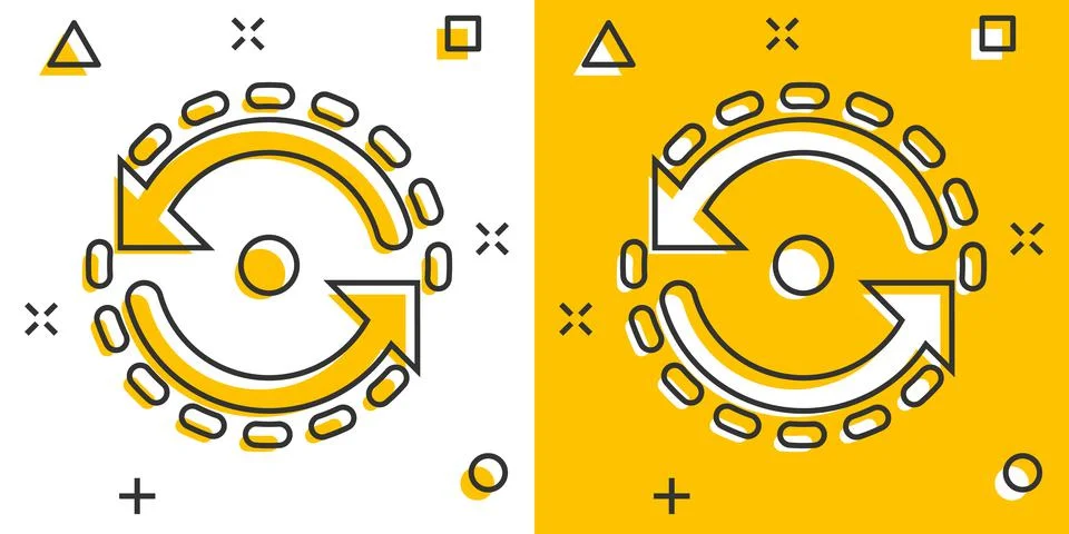 Oval with arrows icon in comic style. Consistency repeat vector cartoon illus イラスト素材