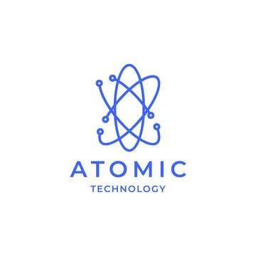 Oval atomic science technology logo design vector icon illustration template Stock Illustration