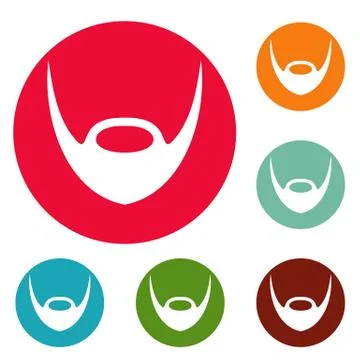 Oval beard icons circle set Stock Illustration
