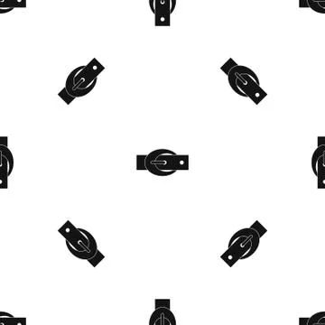 Oval belt buckle pattern seamless black Ilustração Stock