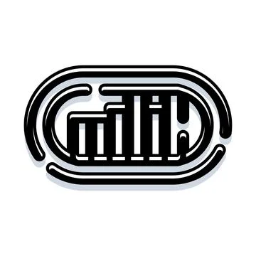 Oval black and white minimal line art design Stock Illustration