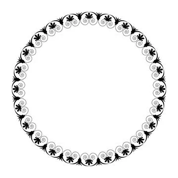 Oval black white decorative frame. Decorative round frame for design with Greek  Illustrazione stock