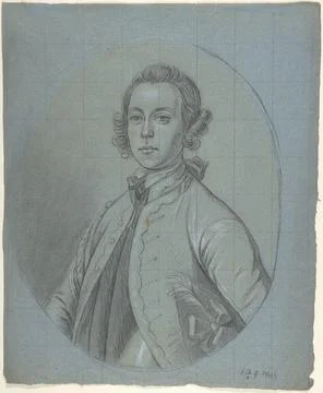 Oval, Bust-Length Portrait Study of a Young Man ca. 174060 Circle of Joseph.. 스톡 사진